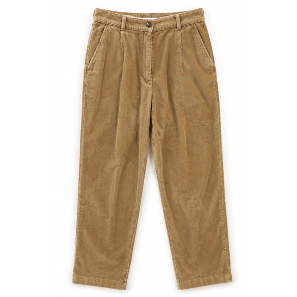 L.L.Bean Women's 6 Petite Tan Corduroy Pleated High Rise Pants
